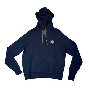 B. Draddy mens M Medium navy blue solid 100% merino wool golf hoodie EUC